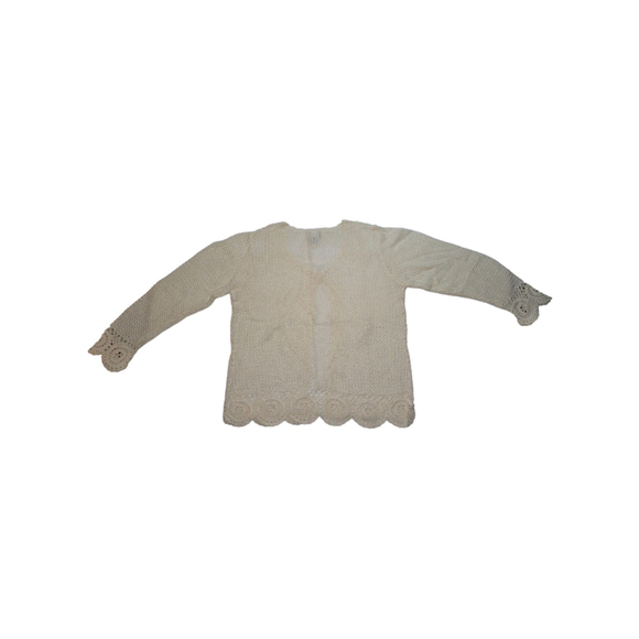 Women's LEF Crochet Cardigan Sweater 1XL White Ivory Long Sleeve - Picture 7 of 7